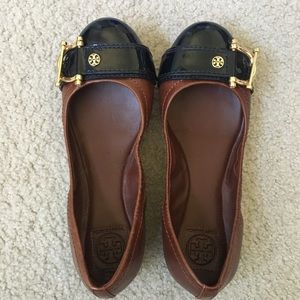 Tory Burch Black and Brown Flats 6.5